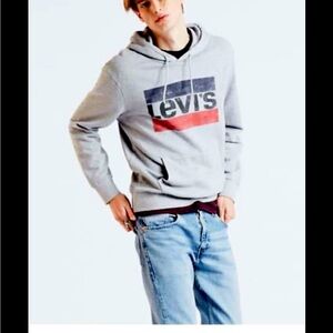 Levi’s hoodie - light gray hooded sweatshirt w/large logo kangaroo pocket